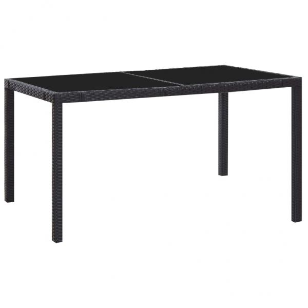 7-tlg. Garten-Essgruppe Poly Rattan Schwarz 