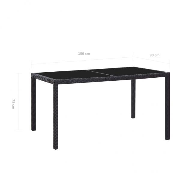 7-tlg. Garten-Essgruppe Poly Rattan Schwarz 