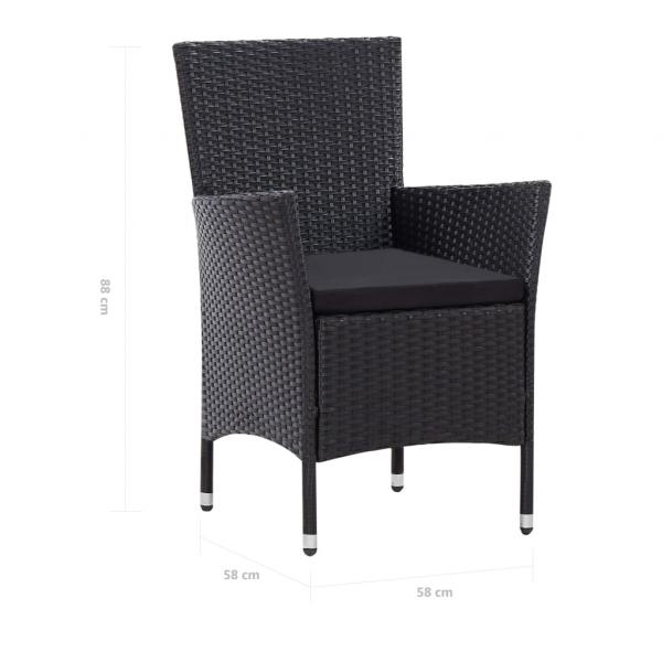 7-tlg. Garten-Essgruppe Poly Rattan Schwarz 