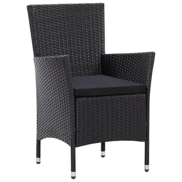 7-tlg. Garten-Essgruppe Poly Rattan Schwarz 