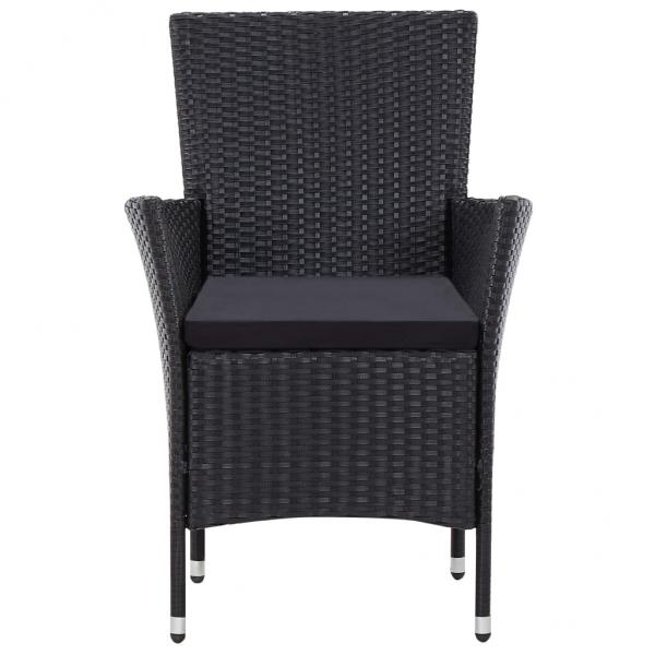 7-tlg. Garten-Essgruppe Poly Rattan Schwarz 