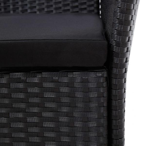 7-tlg. Garten-Essgruppe Poly Rattan Schwarz 