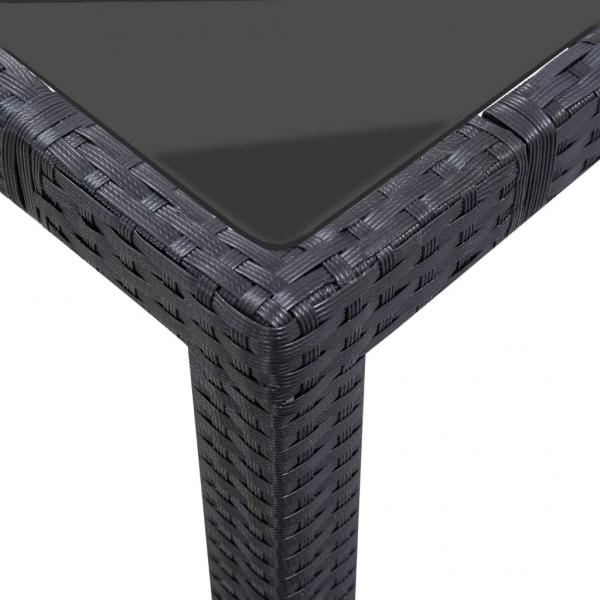 7-tlg. Garten-Essgruppe Poly Rattan Schwarz 