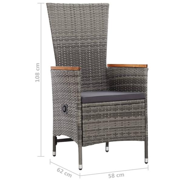ARDEBO.de - 7-tlg. Garten-Essgruppe mit Kissen Poly-Rattan Grau