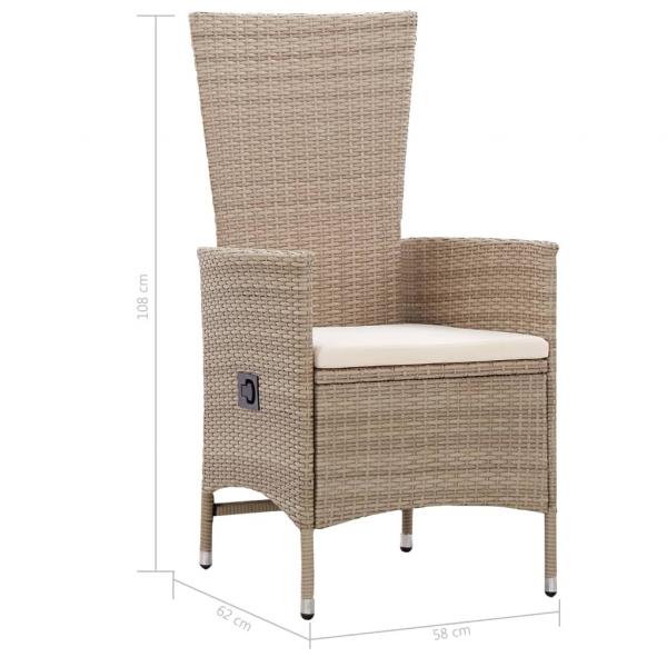 Gartenstühle 2 Stk. mit Auflagen Poly Rattan Beige