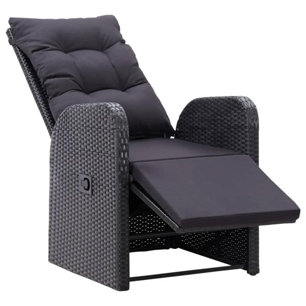 3-tlg. Bistro-Set mit Auflagen Poly Rattan Schwarz