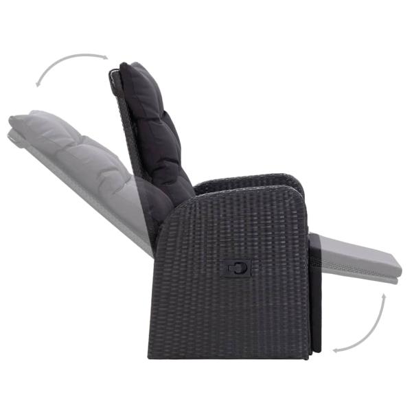 3-tlg. Bistro-Set mit Auflagen Poly Rattan Schwarz