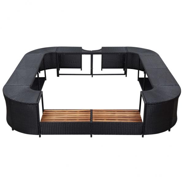 Whirlpool-Umrandung Quadratisch Schwarz 268x268x55 Poly Rattan