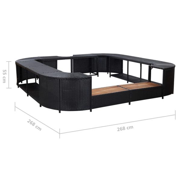 Whirlpool-Umrandung Quadratisch Schwarz 268x268x55 Poly Rattan