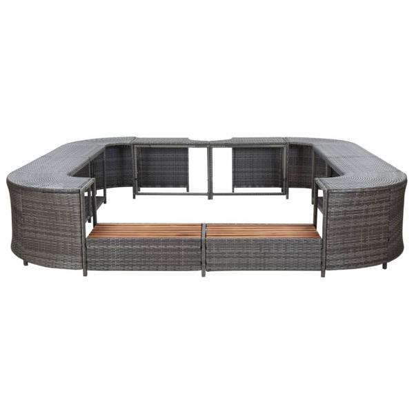 Whirlpool-Umrandung Quadratisch Grau 268x268x55 cm Poly Rattan