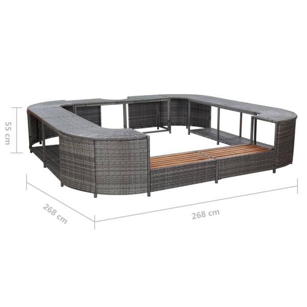 Whirlpool-Umrandung Quadratisch Grau 268x268x55 cm Poly Rattan