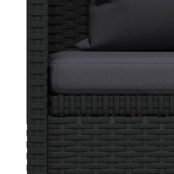 Garten-Sofabett mit Kissen Poly Rattan Schwarz
