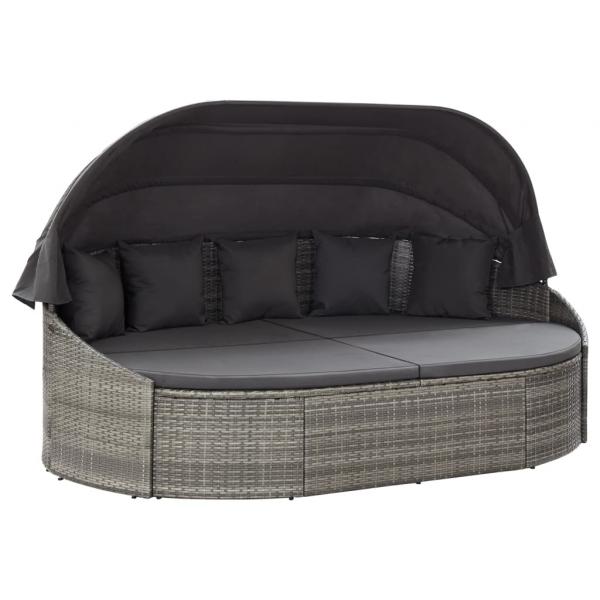 ARDEBO.de - Outdoor-Loungebett mit Dach Grau