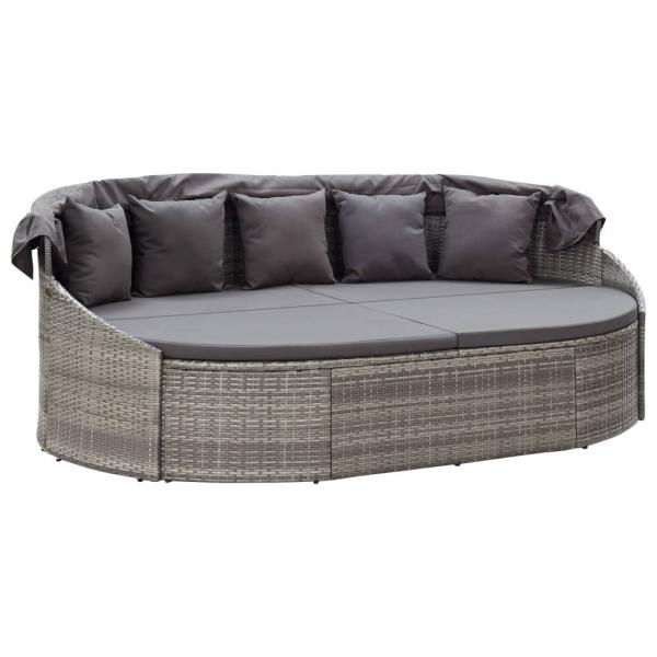 Outdoor-Loungebett mit Dach Grau
