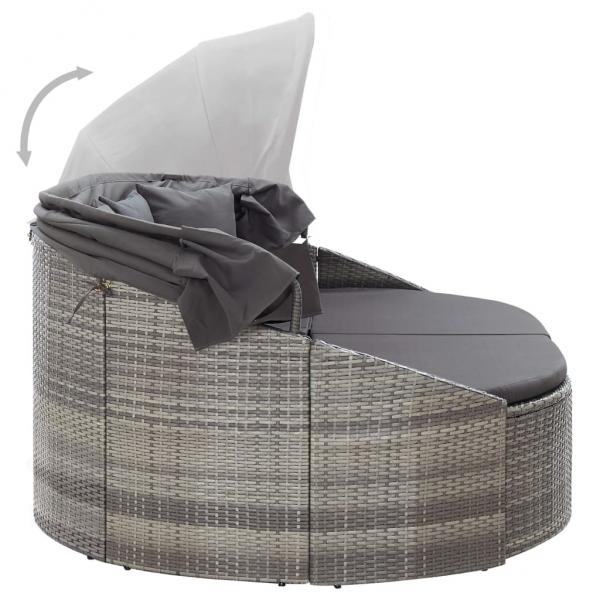 Outdoor-Loungebett mit Dach Grau