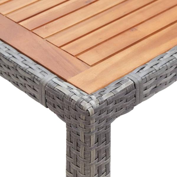ARDEBO.de - Gartentisch Grau 190x90x75 cm Poly Rattan und Akazie Massivholz