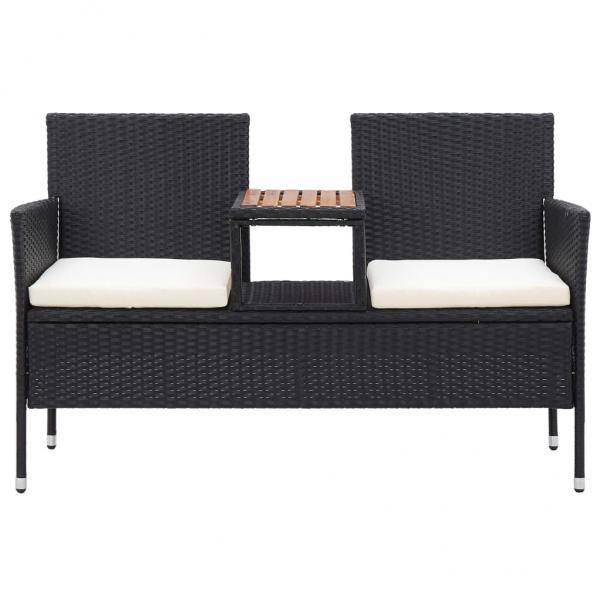 2-Sitzer-Gartenbank mit Teetisch 143 cm Poly Rattan Schwarz
