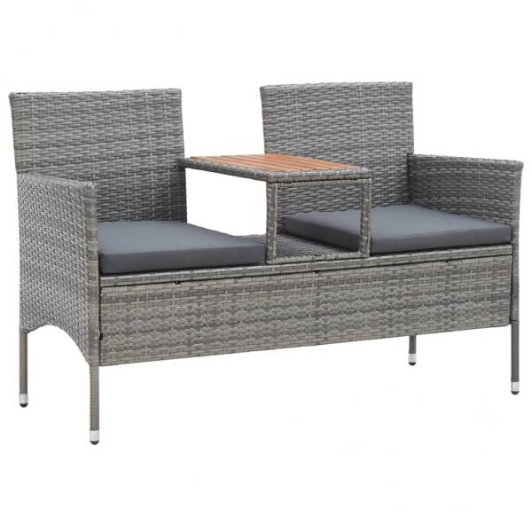 ARDEBO.de - 2-Sitzer-Gartenbank mit Teetisch 143 cm Poly Rattan Grau