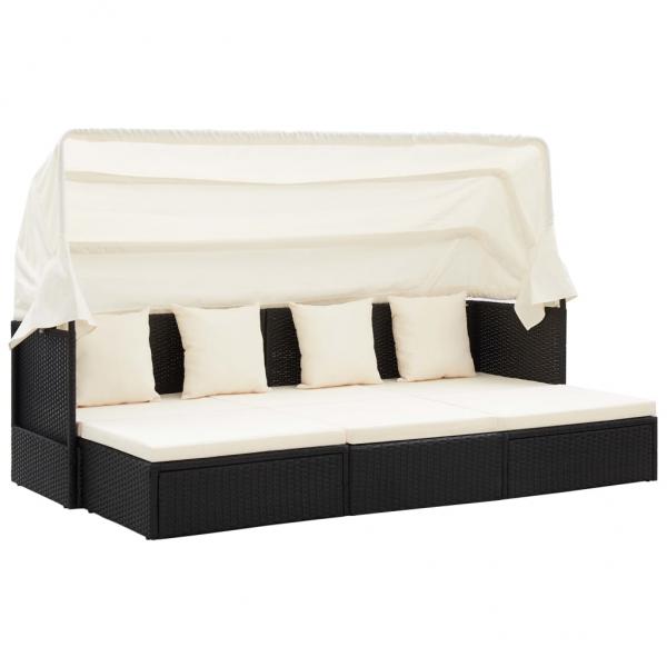ARDEBO.de - Garten-Sonneninsel mit Dach Schwarz Poly Rattan