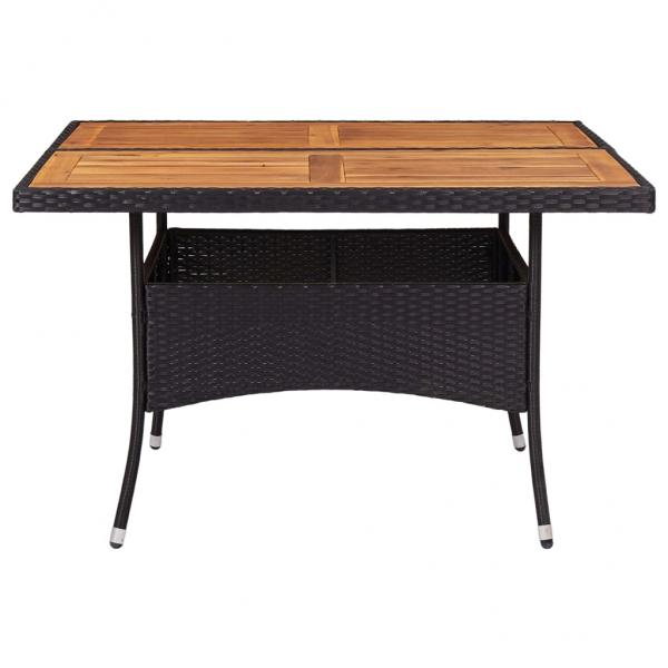 Garten-Esstisch Schwarz Poly Rattan und Massivholz Akazie
