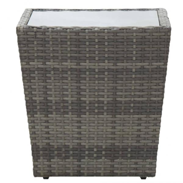 Beistelltisch Grau 41,5x41,5x43 cm Poly Rattan und Hartglas
