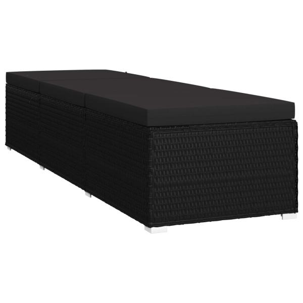ARDEBO.de - Sonnenliege mit Auflage und Teetisch Poly Rattan Schwarz