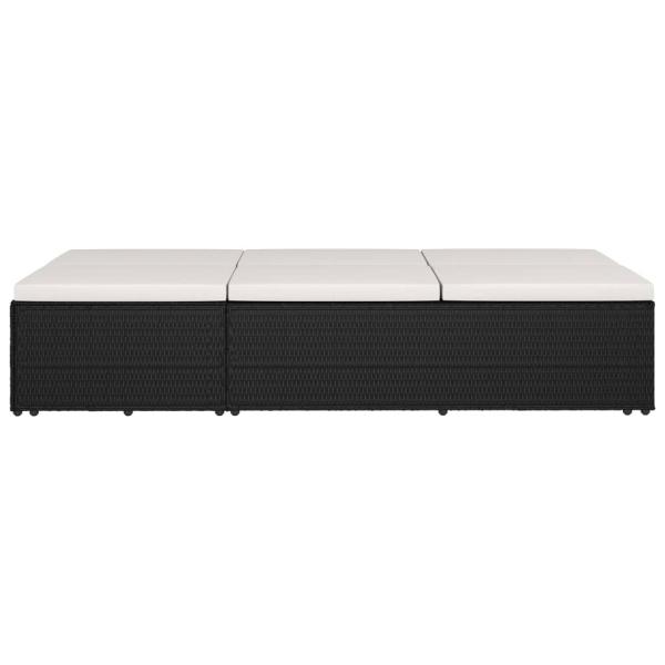ARDEBO.de - Sonnenliege mit Auflage Poly Rattan Schwarz