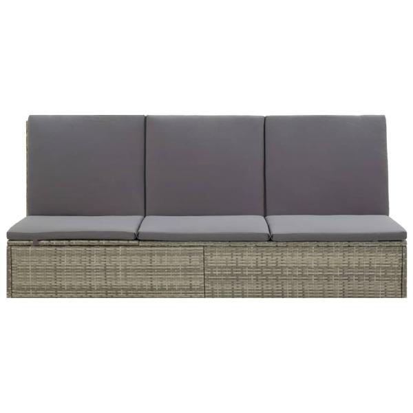 ARDEBO.de - Sonnenliege mit Auflage Poly Rattan Grau