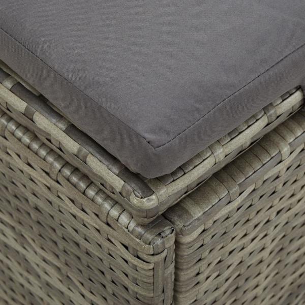 Sonnenliege mit Auflage Poly Rattan Grau
