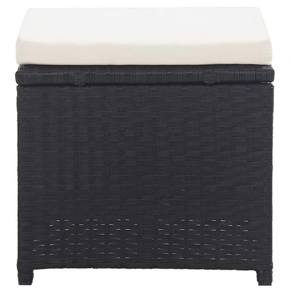 Gartenhocker 2 Stk. mit Sitzkissen Poly Rattan Schwarz