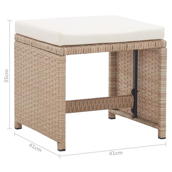 ARDEBO.de - Gartenhocker 2 Stk. mit Sitzkissen Poly Rattan Beige