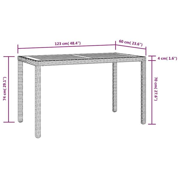 Gartentisch Schwarz und Braun 123x60x74 cm Massivholz Akazie