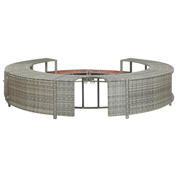 Whirlpool-Umrandung Grau Poly Rattan