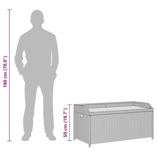 Sitzbank mit Stauraum 120 cm Poly Rattan Schwarz