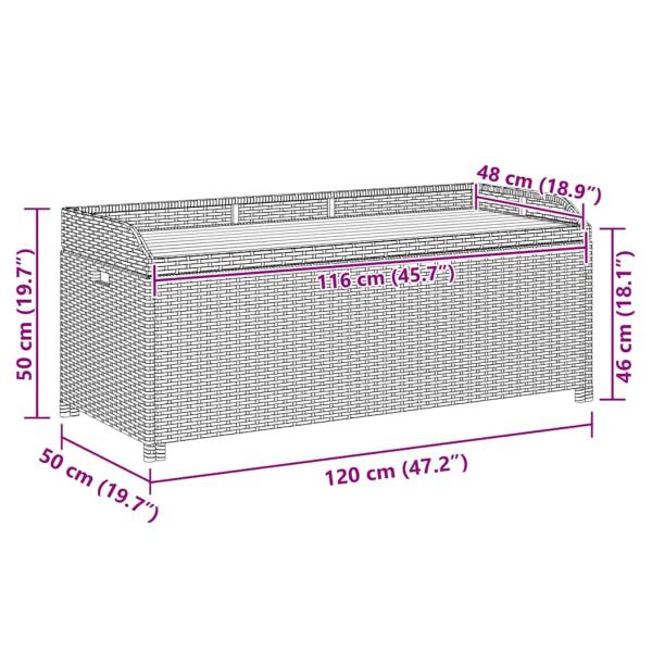Gartenbank mit Stauraum 120 cm Poly Rattan Grau