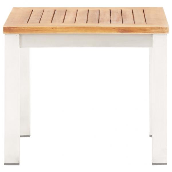 Garten-Beistelltisch 45x45x38 cm Massivholz Akazie Edelstahl