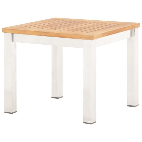 Garten-Beistelltisch 45x45x38 cm Massivholz Akazie Edelstahl