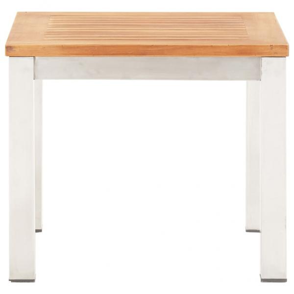 Garten-Beistelltisch 45x45x38 cm Massivholz Akazie Edelstahl