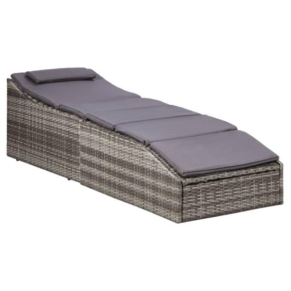 ARDEBO.de - Sonnenliege mit Auflage Poly Rattan Grau