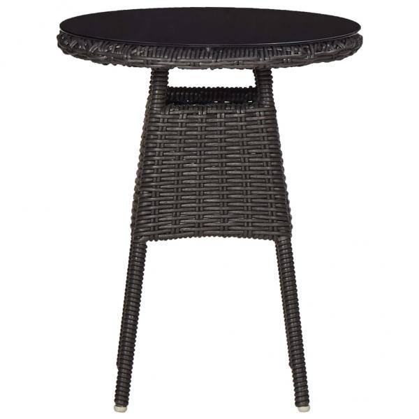 Gartenstühle 2 Stk. mit Teetisch Poly Rattan Schwarz