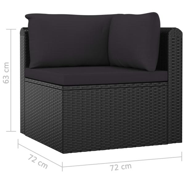 9-tlg. Garten-Lounge-Set mit Auflagen Poly Rattan Schwarz