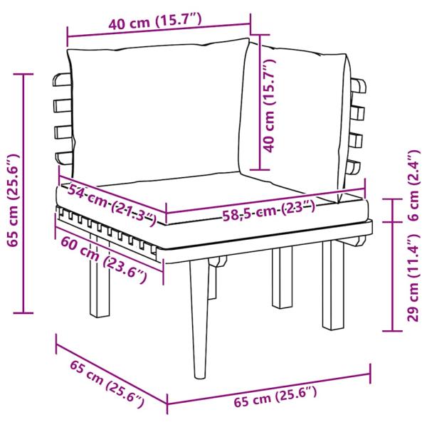 Garten-Ecksofa mit Kissen Massivholz Akazie