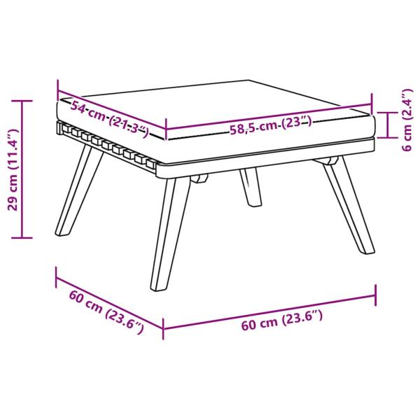 Garten-Fußhocker mit Auflage 60×60×29 cm Akazie Massivholz