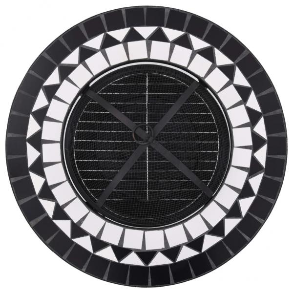 Feuertisch Mosaik Keramik Schwarz und Weiß 68 cm