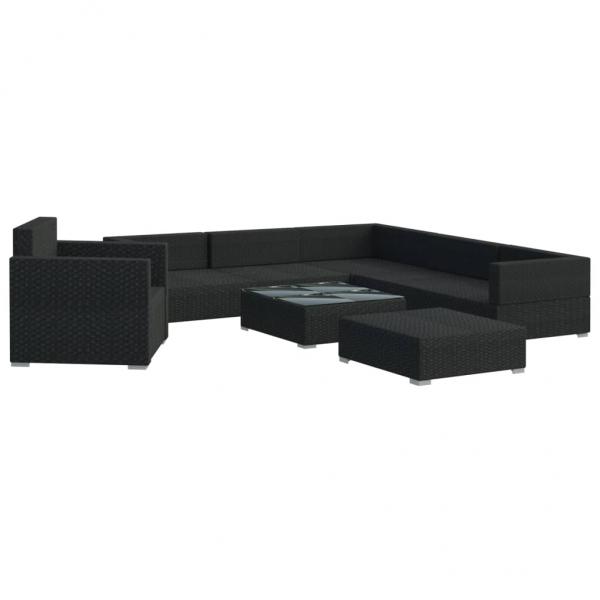 8-tlg. Garten-Lounge-Set mit Auflagen Poly Rattan Schwarz