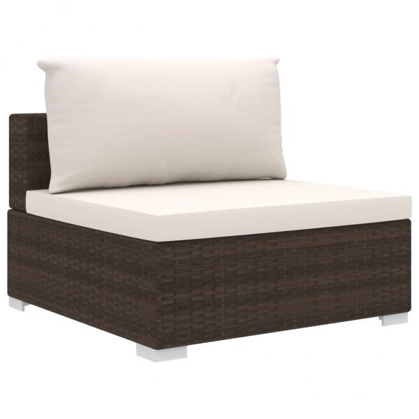 6-tlg. Garten-Lounge-Set mit Auflagen Poly Rattan Braun