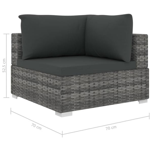 6-tlg. Garten-Lounge-Set mit Auflagen Poly Rattan Grau
