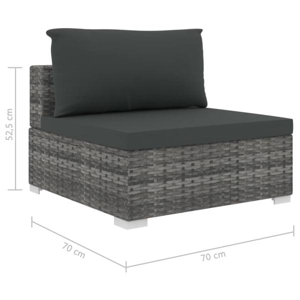 6-tlg. Garten-Lounge-Set mit Auflagen Poly Rattan Grau