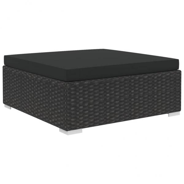 9-tlg. Garten-Lounge-Set mit Auflagen Poly Rattan Schwarz