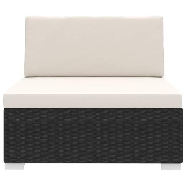 ARDEBO.de - Modular-Sofa-Mittelteil 1 Stk. + Auflagen Poly Rattan Schwarz